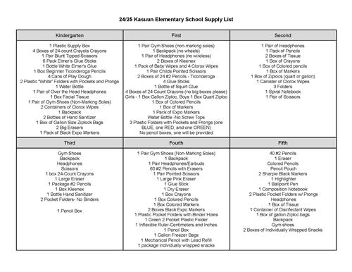 24/25 School Supply List